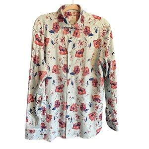 Emanuel Berg Modern Fit-17in neck-Size L/XL-Floral Print-Made in Poland
